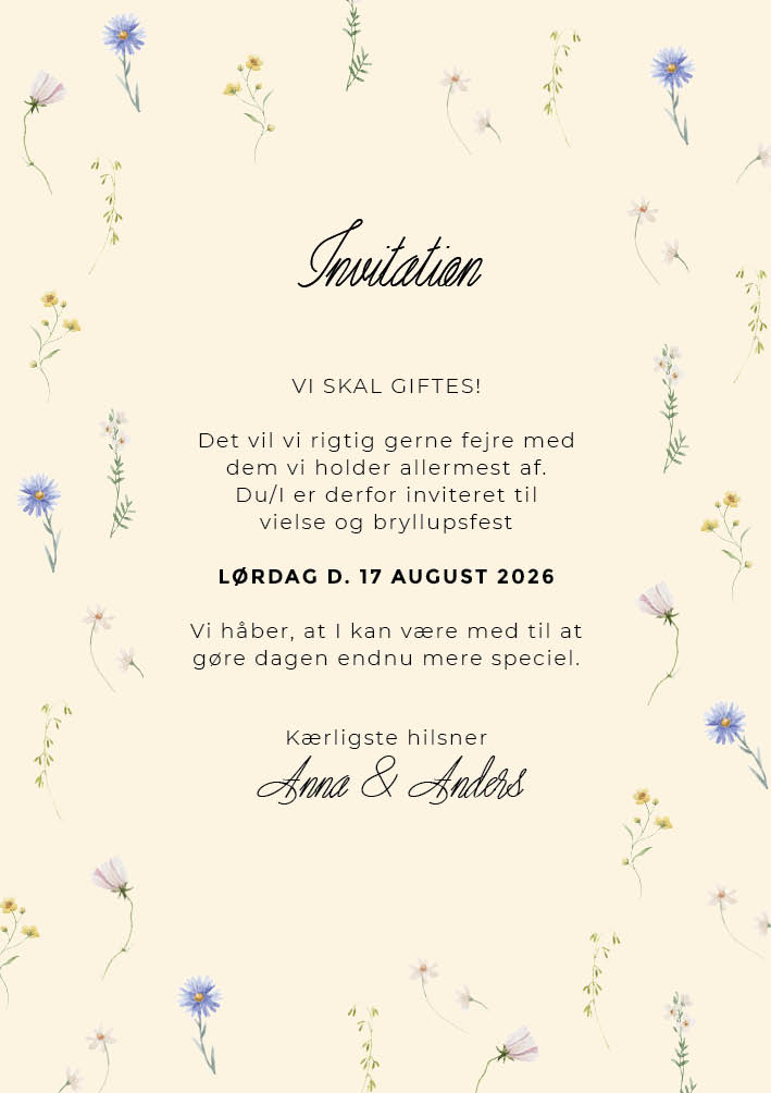 Bohème - Anna & Anders Bryllupsinvitation